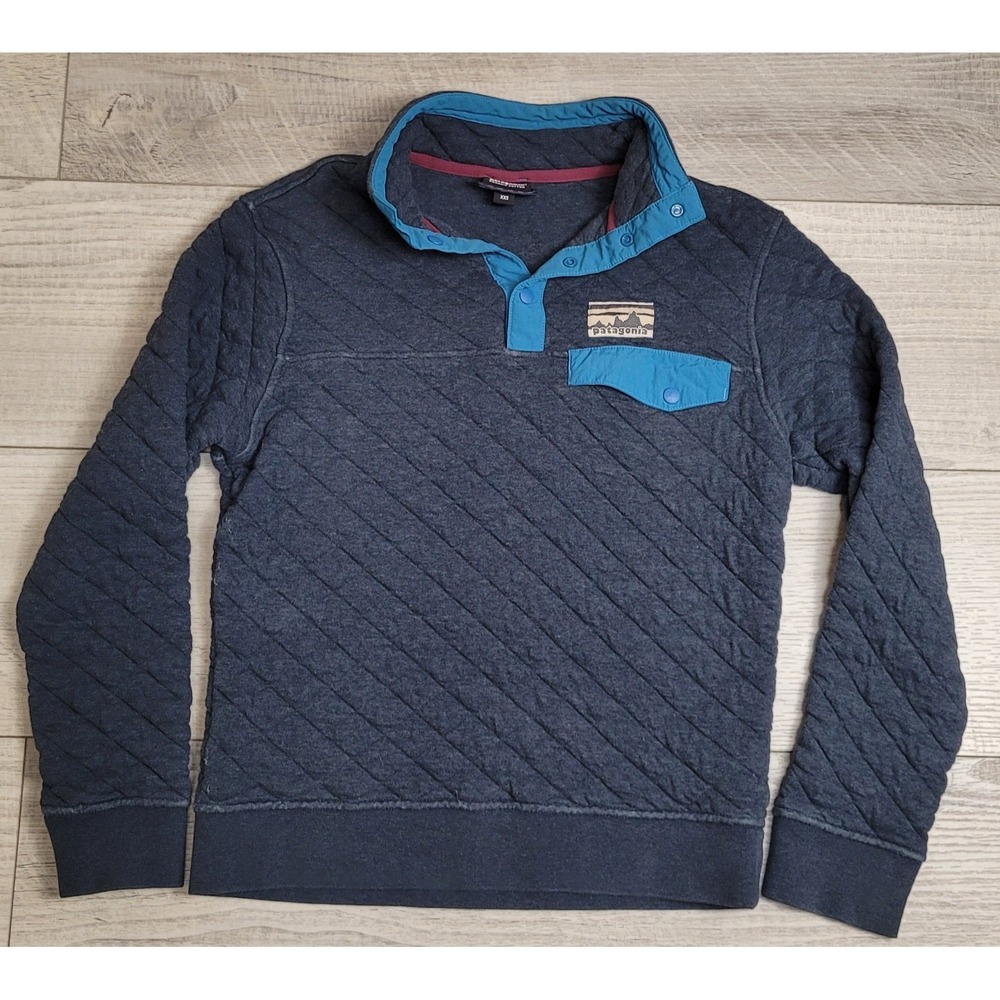 🌲Patagonia Pullover Unisex XXS Blue Organic Cotton Quilt Snap-T 25370 Gorpcore